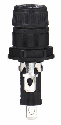 BUSSMANN Panel Mount Fuse Holder: For Fuse Size 1/4 in x 1 1/4 in, 1 Pole, 20 A Max, 250 V AC (MPN HTB-42I-R). Key specifications — Fuse Holder Termination Type: 3/16 in Quick Connect; Fuse Holder Cap Style: Screw Knob; Brand: BUSSMANN; Fits Fuse Class or Type: Glass and Ceramic.