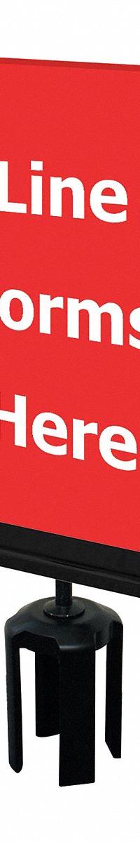 TENSABARRIER Acrylic Sign: Red, Line Forms Here Message, 11 in Overall Lg, 7 in Overall Wd (MPN S17-P-21-7X11-V-HDSB-1701-33). Key specifications — Brand: TENSABARRIER; Color: Red; Includes: Mounting Adapter; Message: Line Forms Here; For Use With: Tensabarrier Posts; Material: Acrylic.