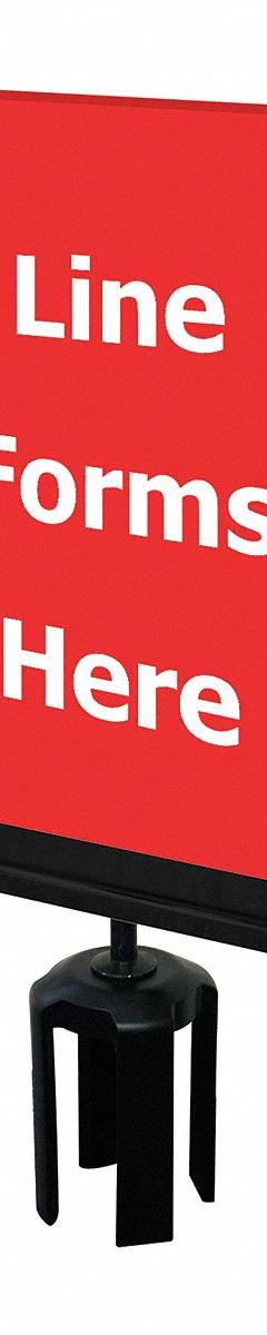 TENSABARRIER Acrylic Sign: Red, Line Forms Here Message, 11 in Overall Lg, 7 in Overall Wd (MPN S17-P-21-7X11-V-HDSB-1701-33). Key specifications — Brand: TENSABARRIER; Color: Red; Includes: Mounting Adapter; Message: Line Forms Here; For Use With: Tensabarrier Posts; Material: Acrylic.