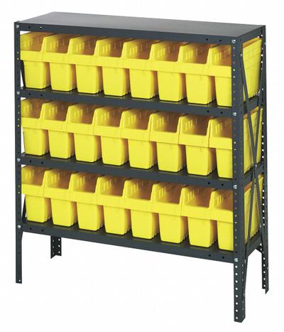 QUANTUM STORAGE SYSTEMS Bin Shelving: 36 in x 18 in x 39 in, 1 Sided, 24 Bins, Open - Metal Stationary Bin Shelving with Open-Front Bins