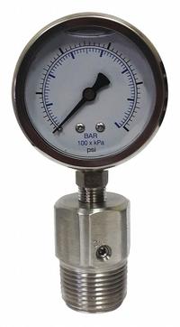 KODIAK Pressure Gauge with Diaphragm Seal: 0 psi to 200 psi, KC301/DSM35FLUSH, 2 1/2 in Dial, Bottom (MPN KC301L25200/DSF14-M). Key specifications — Brand: KODIAK; Gauge Case Liquid: Glycerin; Seal Fill Liquid: Mineral Oil; Gauge Case Material: 304 Stainless Steel; Seal Lower Housing Material: 316 Stainless Steel; Accuracy: ±1.60%; Gauge Wetted Parts: Stainless Steel.