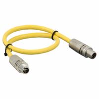 HARTING Cordset: Cat6a, M12 Male Straight x M12 Male Straight, 5 m Lg, PVC, Yellow, X Coding, X (MPN 21330505855050). Key specifications — Brand: HARTING; Cable Jacket Color: Yellow; End 1 Coding: X; End 2 Coding: X; IP Rating: IP65; Performance Category: Cat6a.