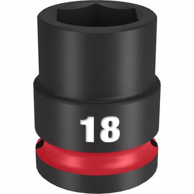 MILWAUKEE Standard Impact Socket: 1/2 in Drive Size, Metric, 18 mm Socket Size, 6-Point - 1/2" Drive Impact Sockets