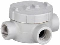 Conduit Outlet Body: Aluminum, GRU, 1 in Trade Size, XAT Body, 17.5 cu in Body Capacity (MPN GRUE100-A). Key specifications — Series: For Standard Body; Compatible Conduit Trade Size: 1 in; Thread Gender: Female; Hub Style: Threaded; Cover Included: Yes; Body Style: XAT; Connection Type: Threaded; Back Type: Round.