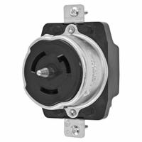 HUBBELL Locking Receptacle: Non-NEMA, Black, 480V AC, 50 A Current Rating, 2 Poles, 3 Wires (MPN CS8469). Key specifications — Brand: HUBBELL.
