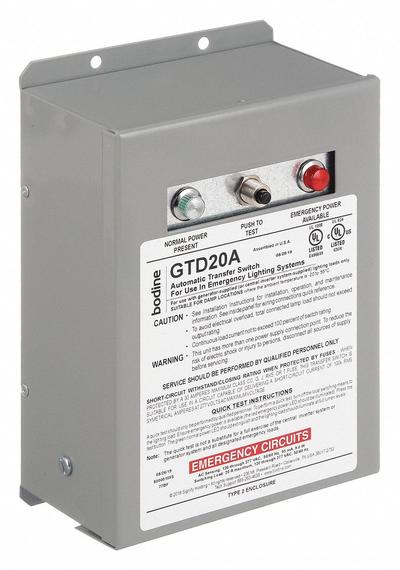 BODINE Generator Transfer Device: Fluorescent/Incandescent/LED, 120 to 277V AC - Generator Transfer Devices for Emergency Ballasts & Drivers