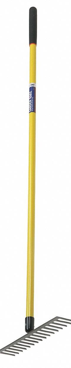 ABILITY ONE Level Head Rake: Steel, Fiberglass Handle, Straight Handle Type, 62 in Handle Lg (MPN 3750-01-615-8542). Key specifications — Tine Material: Steel.