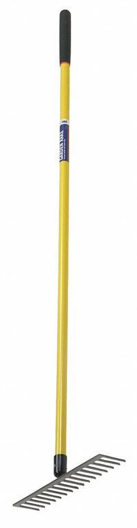 ABILITY ONE Level Head Rake: Steel, Fiberglass Handle, Straight Handle Type, 62 in Handle Lg (MPN 3750-01-615-8542). Key specifications — Tine Material: Steel.