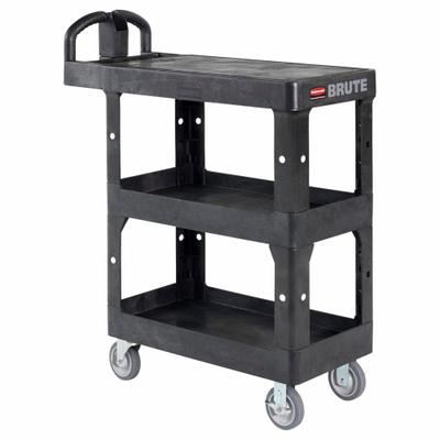 RUBBERMAID COMMERCIAL PRODUCTS Utility Cart: 600 lb, 3 Shelves, 38 in L x 17 in W Self - Utility Carts With Ergonomic Handles