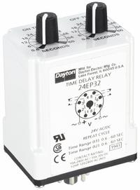 DAYTON Single Function Time Delay Relay: Socket Mounted, 24V AC/DC, 10 A, 8 Pins/Terminals (MPN 24EP32). Key specifications — Brand: DAYTON.