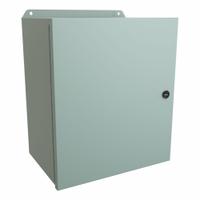 HAMMOND Electrical Enclosure: Steel, 14 in x 12 in x 8 in, NEMA 12/13/3R/4, w/Panel, Solid Cover (MPN EJ14128). Key specifications — Closure Method: Latches; Brand: HAMMOND; Knockouts: Not Included.