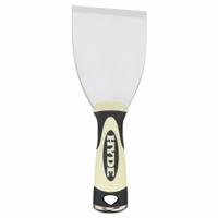 HYDE Scraper: Bld. Mat. Carbon Steel, Hdl. Mat. Polypropylene/TPE, Stiff, Bent Bld. Shape (MPN 06401). Key specifications — attr1004902: HYDE; attr1012057: Full; attr1014703: Plastic; attr1017570: Hammer End; attr1029655: Bent; attr1034073: Straight.