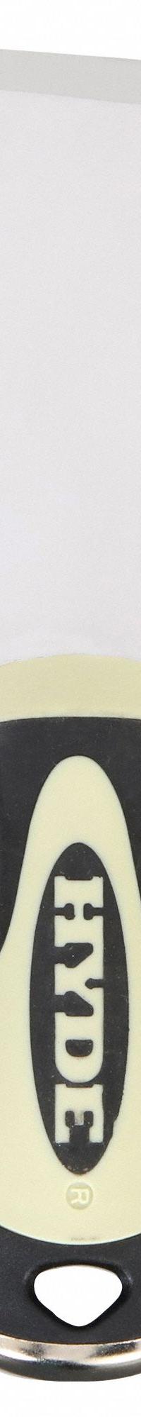 HYDE Scraper: Bld. Mat. Carbon Steel, Hdl. Mat. Polypropylene/TPE, Stiff, Bent Bld. Shape (MPN 06401). Key specifications — attr1004902: HYDE; attr1012057: Full; attr1014703: Plastic; attr1017570: Hammer End; attr1029655: Bent; attr1034073: Straight.
