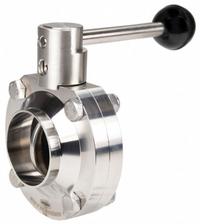 DIXON Butterfly Valve: 4 in Pipe Size, Solder, 85 psi Max. Pressure (CWP), 316L Stainless Steel, 4 (MPN B5107S400BB-A). Key specifications — Average Surface Roughness (Ra): ≤ 32 micron; Brand: DIXON; Stop Positions: 4; Handle Type: Lever; Body Material: 316L SS; Disc Material: 316L SS.