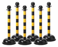 APPROVED VENDOR Barrier Post: 41 in Overall Ht, Black/Yellow, Polyethylene, Plastic, Black (MPN 92123). Key specifications — Base Material: Plastic; Post Material: Polyethylene.