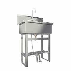 SANI-LAV Scrub Sink: 45 1/2 in Overall Ht, 28 in Bowl Lg, 10 1/2 in Bowl Dp, 2 gpm Flow Rate, 14 ga (MPN 532FS). Key specifications — Includes Side Splash: Side Splash Not Included; Brand: SANI-LAV.
