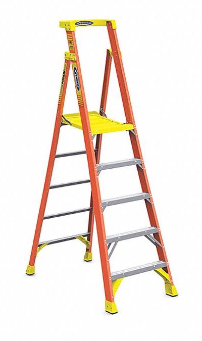 WERNER Platform Stepladder: 7 ft Ladder Size - General Purpose Podium Stepladders