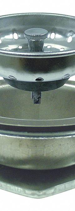 KISSLER Strainer: Stainless Steel, Chrome, 3 in Overall Ht, 3 in Overall Dia, Gasket (MPN 59-2030). Key specifications — Product Type: Sink Drain; Brand: KISSLER; Finish: Chrome; Material: Stainless Steel; Includes: EZ on Drain Kit.