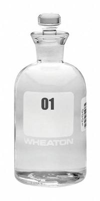 WHEATON BOD Bottle: 300 mL, Robotic Stopper, 165 mm, Colorless, # Sequence: 01-24, Closure Included (MPN 227497-01). Key specifications — Closure Type: Robotic Stopper; Mouth Size: Narrow; Brand: WHEATON; Body Color: Colorless.