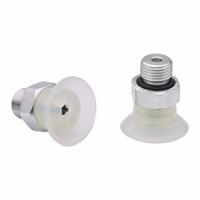 SCHMALZ Vacuum Pad Assembly: Flat, G1/8 in Vacuum Port, 16.8 mm Pad Dia, Food Grade Silicone Rubber (MPN 10.01.01.14129). Key specifications — attr1019136: 10.01.01.14129; attr1019138: SCHMALZ; attr1019139: 55 A.