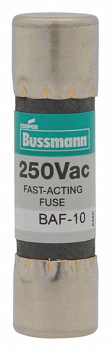 BUSSMANN Fuse: BAF Series, Midget, Fast-Acting, 2 A, 250 V AC, 13/32 in x 1 1/2 in - Fast-Acting Cylindrical Fuses