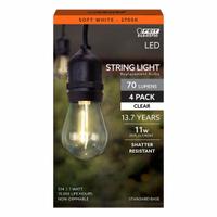 FEIT ELECTRIC Compact LED Bulb: Medium Screw (E26), LED, (S) Sign, S14, 1 W Watt, 2700K, Clear (MPN S14/827/FILED/4). Key specifications — attr233510: S14; attr233525: 120V AC; attr233549: Clear; attr518949: 2700K; attr239859: FEIT ELECTRIC.