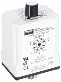 DAYTON Single Function Time Delay Relay: Socket Mounted, 240V AC, 10 A, 8 Pins/Terminals, On Delay (MPN 24EP01). Key specifications — Brand: DAYTON.