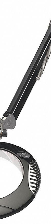 O.C. WHITE Round Magnifier Light: LED, 2x, 4 Diopter, 1,500 lm Max Brightness, 43 in Arm Reach (MPN 62400-4-B). Key specifications — Arm Material: Aluminum; Brand: O.C. WHITE; Magnification: 2x; ESD Safe: Yes; Lens Material: Glass; Lighting Technology: LED; Operating Voltage: 100 to 240V AC; Includes Ultraviolet Light: No.