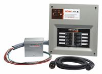 GENERAC Upgradable Manual Transfer Switch: Single Phase, 120/240V AC, 30 A Current Rating, 10 Spaces (MPN 6854). Key specifications — Includes: Transfer Switch Cord: 10 ft 10/4 with L14-30; Brand: GENERAC; Prewired: Yes; Rated Voltage: 120/240V AC.