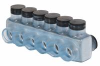 POLARIS Multitap Connector: 6 Port, Double-Sided Entry, 4 AWG – 500 kcmil Wire Size, Clear (MPN IPLD500-6CB). Key specifications — Body Material: Aluminum; Brand: POLARIS.