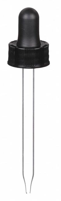 Cap: 20 mm Dia, Black, Polypropylene, Unlined, 20-400 mm Screw Closure Size, 12 Closures Included (MPN CAP-05742). Key specifications — Closure Type: Dropper; Clarity: Colored; Product Type: Dropper Assembly; Septa Included: No; Vented: No; Screw Closure Size: 20-400 mm; Brand: QORPAK; Closure Color: Black.
