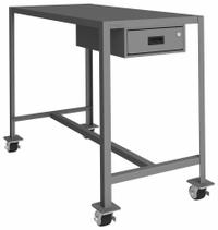 DURHAM MFG Work Table: Fixed Ht, Steel, 48 in x 24 in, 2,000 lb Overall Load Capacity (MPN MTDM244842-2K195). Key specifications — Unit Type: Not Expandable or Modular; Assembly: Fully Assembled; Wheel Material: Phenolic; Frame Material Finish: Powder Coated; Drawer Depth: 19-1/4 in; Drawer Height: 4-15/16 in; Mobility: Casters; Drawer Width: 13-5/16 in.