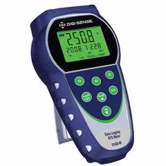 DIGI-SENSE Single-Input Datalogging RTD Thermometer: -330°F to 2,210°F, 1 Channels, USB (MPN 9142808). Key specifications — Accuracy: ±0.1°C (0.2°F) below -100°C/F, ±0.03°C (0.6°F) From -99.99 to 99.99°C/°F, ±0.1°C (0.2°F) From 100.0 to 199.9°C/°F, ±0.5°C (1.0°F) From 200.0 to 500.0°C/°F, ±1.0°C (1.9°F) From above 500.0 to 999.9°C/°F, ±3°C (6°F) From above 1000°C/°F; Testing Functions: Min/Max Temperature; Brand: DIGI-SENSE.