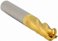 APPROVED VENDOR Ball End Mill: Carbide, TiN Coated, 4 Flute, 1/4" Mill Dia, 1-1/8" LOC, 3" OAL (MPN 226-001021)