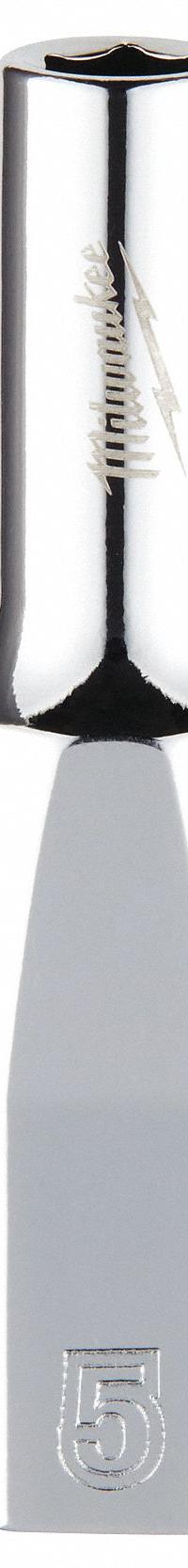 MILWAUKEE Deep Well Socket: Metric, 1/4 in Drive Size, 5 mm Socket Size, 6-Point, Deep, Chrome (MPN 45-34-9042). Key specifications — attr1204417: MILWAUKEE; attr1204392: Chrome.