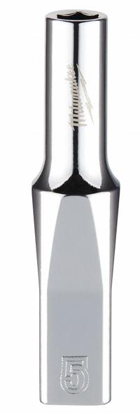 MILWAUKEE Deep Well Socket: Metric, 1/4 in Drive Size, 5 mm Socket Size, 6-Point, Deep, Chrome (MPN 45-34-9042). Key specifications — attr1204417: MILWAUKEE; attr1204392: Chrome.