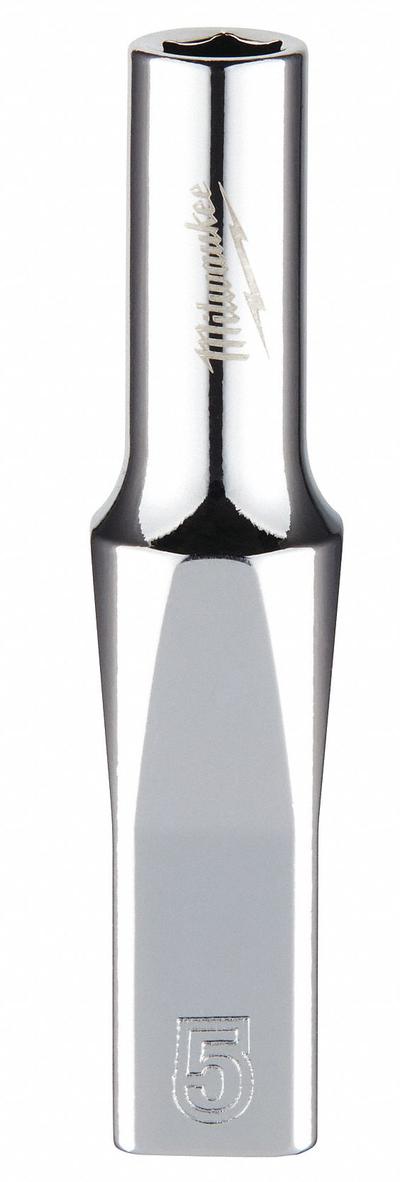 MILWAUKEE Deep Well Socket: Metric, 1/4 in Drive Size, 5 mm Socket Size, 6-Point - Anti-Roll Hand Sockets