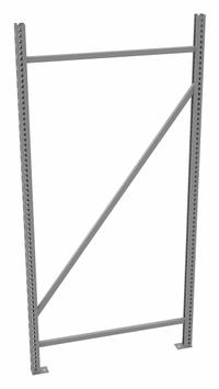 TENNSCO Bulk Storage Upright Frame: 72 in Overall Ht, 14 ga, 17,000 lb Load Capacity, Zinc-Plated (MPN BUF-3672). Key specifications — Overall Depth: 36 in; Color: Gray; Finish: Zinc-Plated; Brand: TENNSCO.