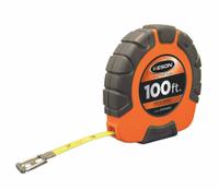 KESON Long Tape Measure: Manual, ST101003X, SAE/Engineers Scale, 100 ft, 1/100 ft, Stainless Steel. Key specifications — attr939846: ST101003X; attr939849: Steel; attr939859: Nonmagnetic Single Hook; attr939850: Single-Sided; attr939855: 1/100 ft; attr944023: Hook End; attr940484: KESON; attr985224: Stainless Steel.