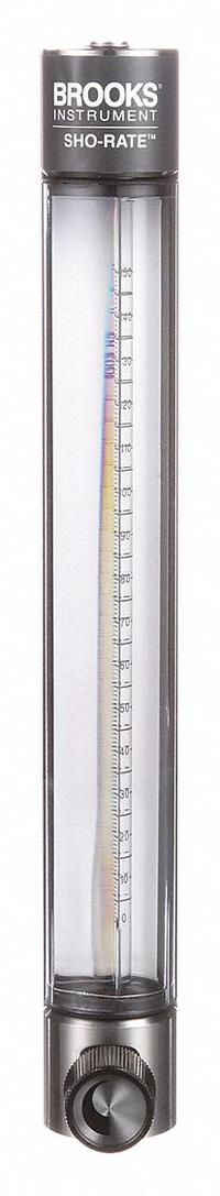 BROOKS Mechanical Flowmeter: Flow Meter, Scale, Variable Area, Panel Mount, Vertical, Liters, FNPT (MPN 1255AR1031MRSVV). Key specifications — Display Type: Scale; O-Ring Material: Viton; Includes Flow Rate Adjustment Knob: Yes; Includes Pressure Guage: No; Mounting Orientation: Vertical; Unit Of Measure: Liters; Brand: BROOKS; Accuracy: +/-3%.