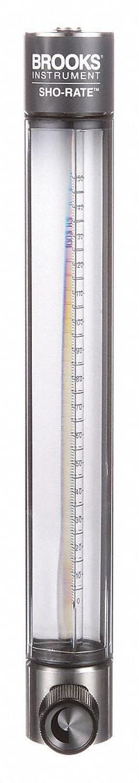 BROOKS Mechanical Flowmeter: Flow Meter, Scale, Variable Area, Panel Mount, Vertical, Liters, FNPT (MPN 1255AR1031MRSVV). Key specifications — Display Type: Scale; O-Ring Material: Viton; Includes Flow Rate Adjustment Knob: Yes; Includes Pressure Guage: No; Mounting Orientation: Vertical; Unit Of Measure: Liters; Brand: BROOKS; Accuracy: +/-3%.
