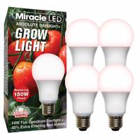 LED Grow Bulb: LED, A19, 120V, Full/Broad/Red, 150 W Incandescent Watt Equivalency (MPN 601815). Key specifications — Plant Growth Application: Fruiting; Brand: MIRACLE LED; Bulb Shape: A19; Spectrum: Full/Broad.
