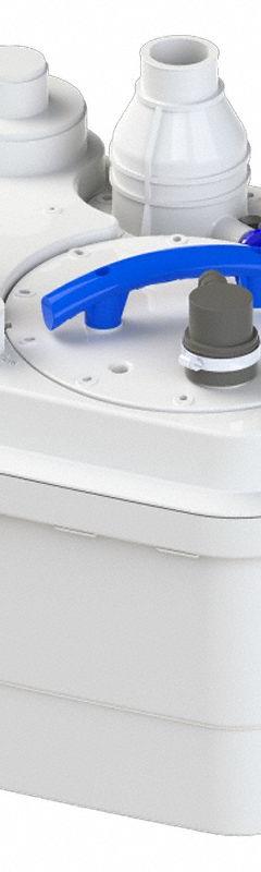 SANIFLO Simplex Grinder System: Plastic, 1 hp, 240V AC, 45 gpm @ 10' of Head, 36 ft Max. Head, NPS (MPN 069). Key specifications — Rated Voltage: 240V AC; Discharge Location: Top; Brand: SANIFLO; Alarm: Included.