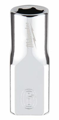 MILWAUKEE Standard Socket: Metric, 1/4 in Drive Size, 6 mm Socket Size, 6-Point, Std, Chrome (MPN 45-34-9032). Key specifications — attr1204417: MILWAUKEE; attr1204392: Chrome.