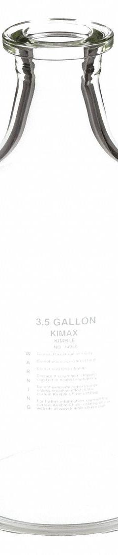 KIMBLE KIMAX Carboy: Colorless, Uncoated Bottle, Borosilicate Glass, 13.2 L, 257 mm, Stopper, Rubber (MPN 14950-35). Key specifications — attr1371258: Yes; attr1371256: No Handle; attr1371264: KIMBLE KIMAX; attr1371229: Uncoated Bottle.