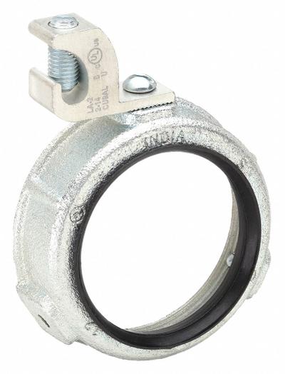 RACO Grounding Bushing: Iron, Zinc Plated, 2 in Trade Size, 1 15/16 in Overall Lg - Bushings & Reducer Bushings for Heavy-Wall RMC & Medium-Wall IMC Metal Conduit