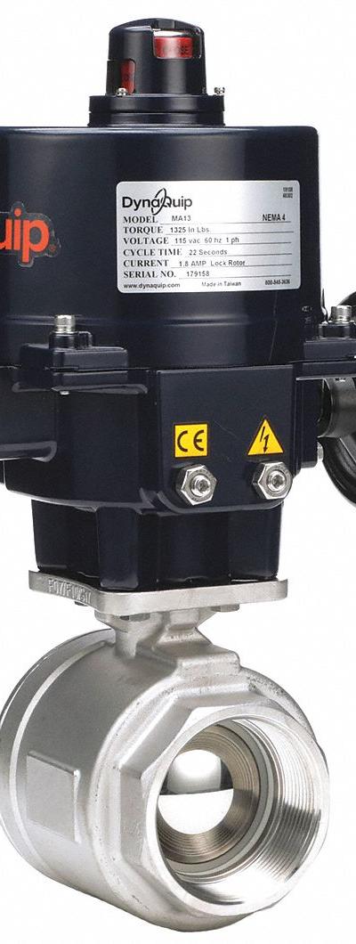 DYNAQUIP CONTROLS Electrically Actuated Two-Way Ball Valve: 3 in - Stainless Steel Electrically-Actuated Ball Valves