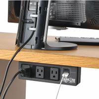 TRIPP LITE Outlet Strip: 3 Outlets, 10 ft Cord Lg, 510 J Rated Energy, 15 A Current, Black, 5-15P (MPN TLP310USBS). Key specifications — Brand: TRIPP LITE; Mounting Style: Screw.