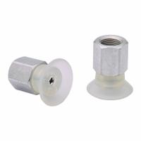 SCHMALZ Vacuum Pad Assembly: Flat, G1/8 in Vacuum Port, 33.3 mm Pad Dia, Food Grade Silicone Rubber (MPN 10.01.01.14101). Key specifications — attr1019136: 10.01.01.14101; attr1019138: SCHMALZ; attr1019139: 55 A.