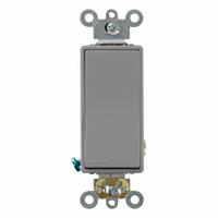 LEVITON Wall Switch: Rocker Switch, Single Pole, Maintained, Gray, 120/277V AC, 20 A (MPN 5621-2GY). Key specifications — Illuminated: No; Voltage Rating: 120/277V AC.